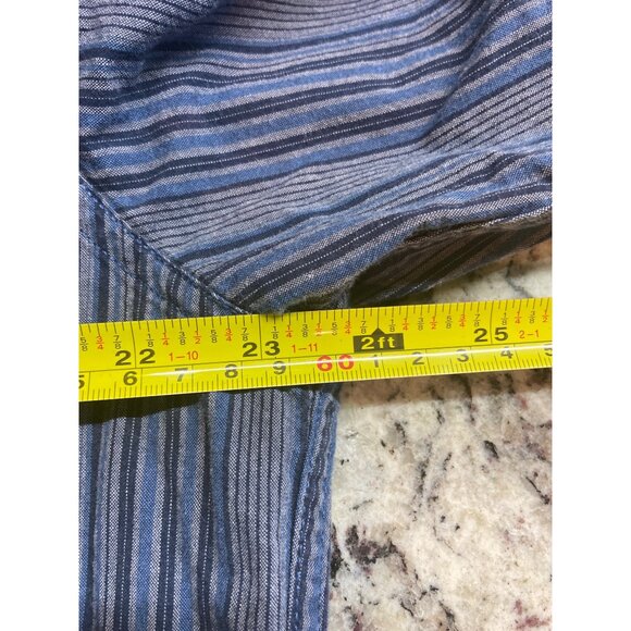 National Outfitters Mens XL Blue Striped Button-Up Long Sleeve Shirt Gorpcore - Picture 6 of 8